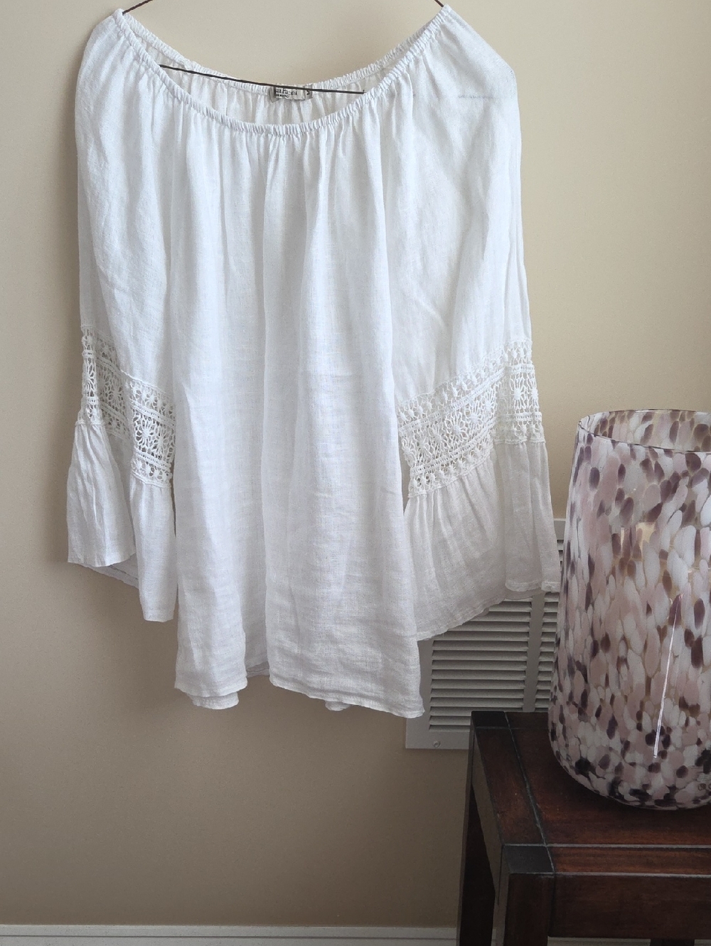 White Off-Shoulder Lace-Trim Women’s Top